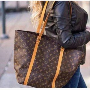 Authentic Louis Vuitton Monogram Shopping Sac Brown Canvas Tote Bag